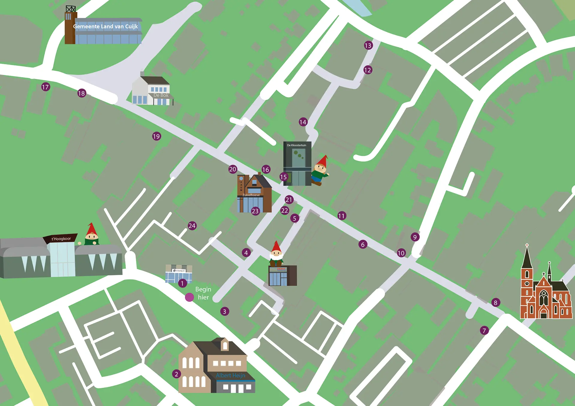 Kabouterpad route plattegrond "Het Centrum"